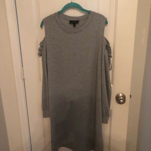 Cold shoulder Straight Grey Dress